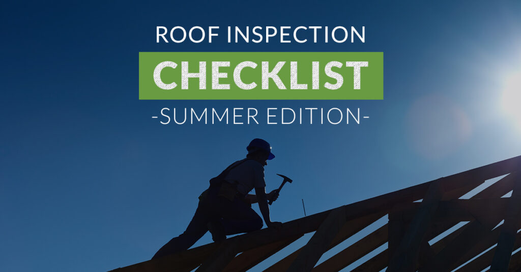 Banner of roofers on house with text "Roof inspection checklist"