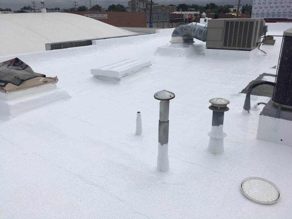 Final product of freshly coated commercial rooftop
