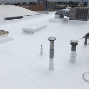 Final product of freshly coated commercial rooftop