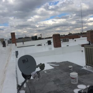 Coating is applied to flat commercial roof