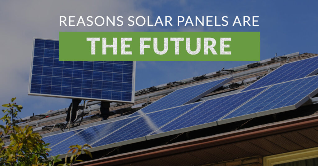 Banner of solar panels on roof with text "Reasons solar panels are the future"